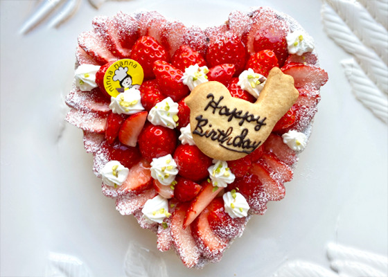 ハート型いちごのタルト